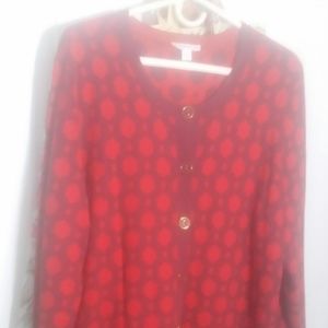 ISAAC MIZRAHI LIVE RED LONG CARDIGAN SWEATER